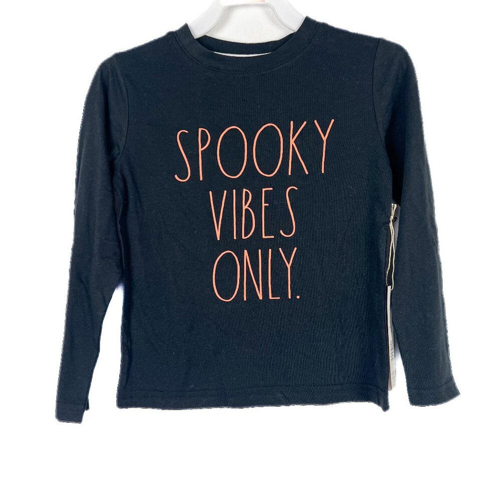 NWT Rae Dunn Spooky Vibes Only Long Sleeve T-Shirt Halloween Black Size 5 NEW